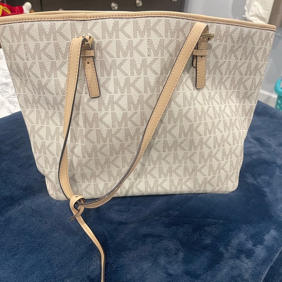 Michael Kors Handbags - Michael Kors Cream and Tan Logo Tote